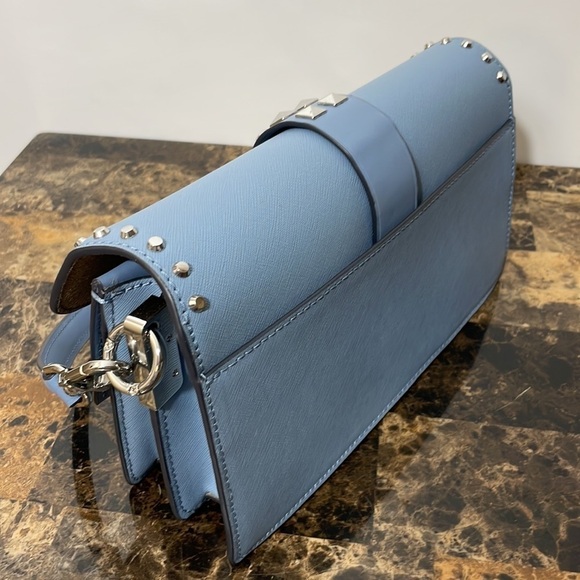 MICHAEL KORS 💙 Greenwich Medium Studded Saffiano Leather Shoulder Bag - Picture 9 of 14